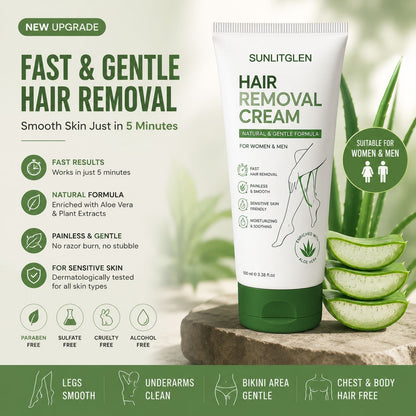 Natural Gentle Hair Removal Cream | For Women & Men, Sensitive Skin-Fast delivery in 3 days – no side effects.