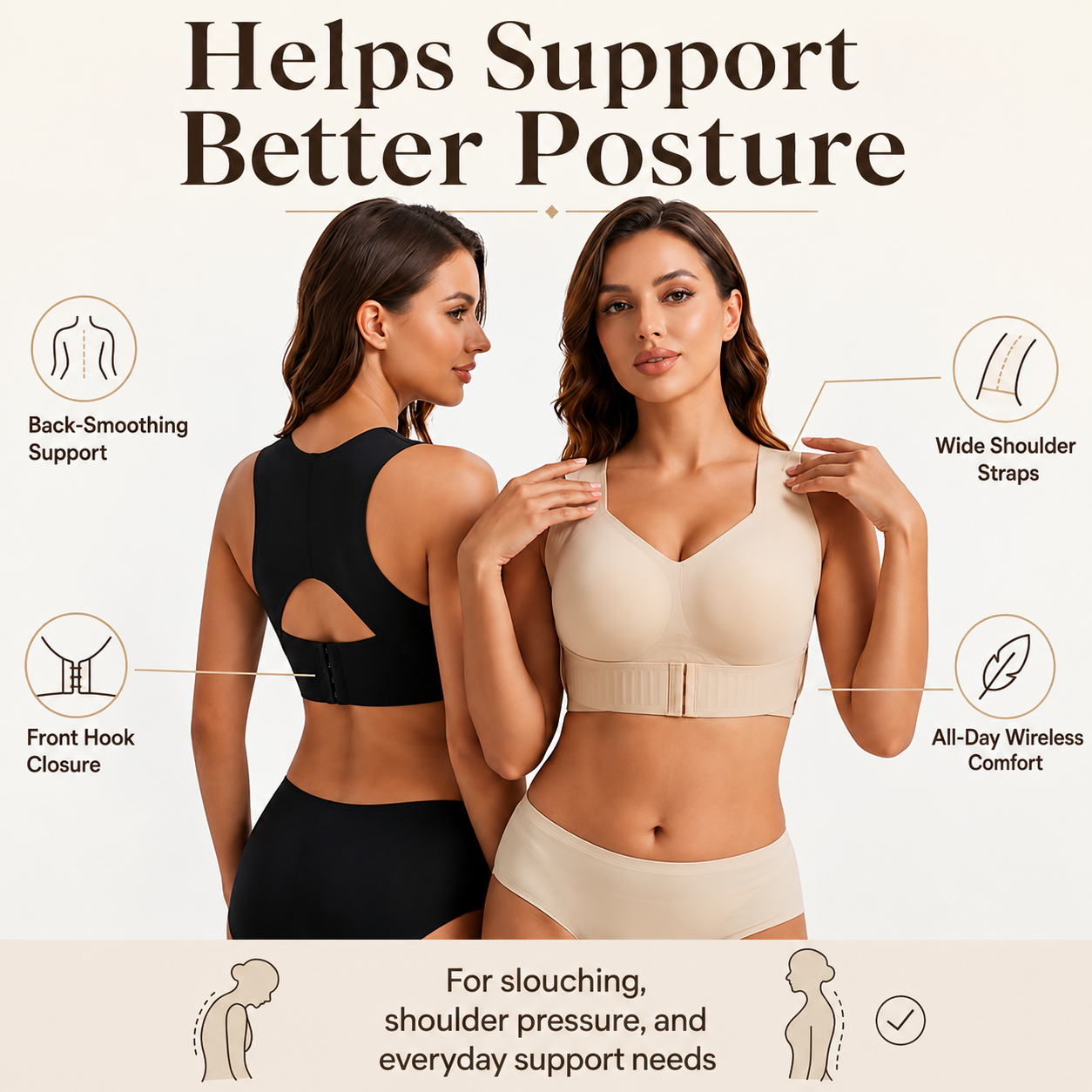 LAST DAY PROMOTION - 🌈50% OFF Front Closure Cross-Back Wireless Posture Bra