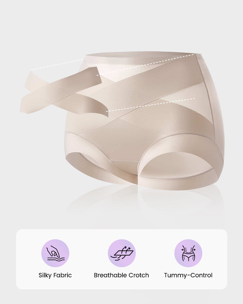 🔥LAST DAY 50% OFF!!High-Waist Cross Design Compression Shaping Panties