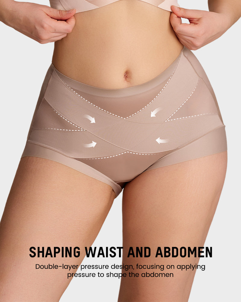 🔥LAST DAY 50% OFF!!High-Waist Cross Design Compression Shaping Panties