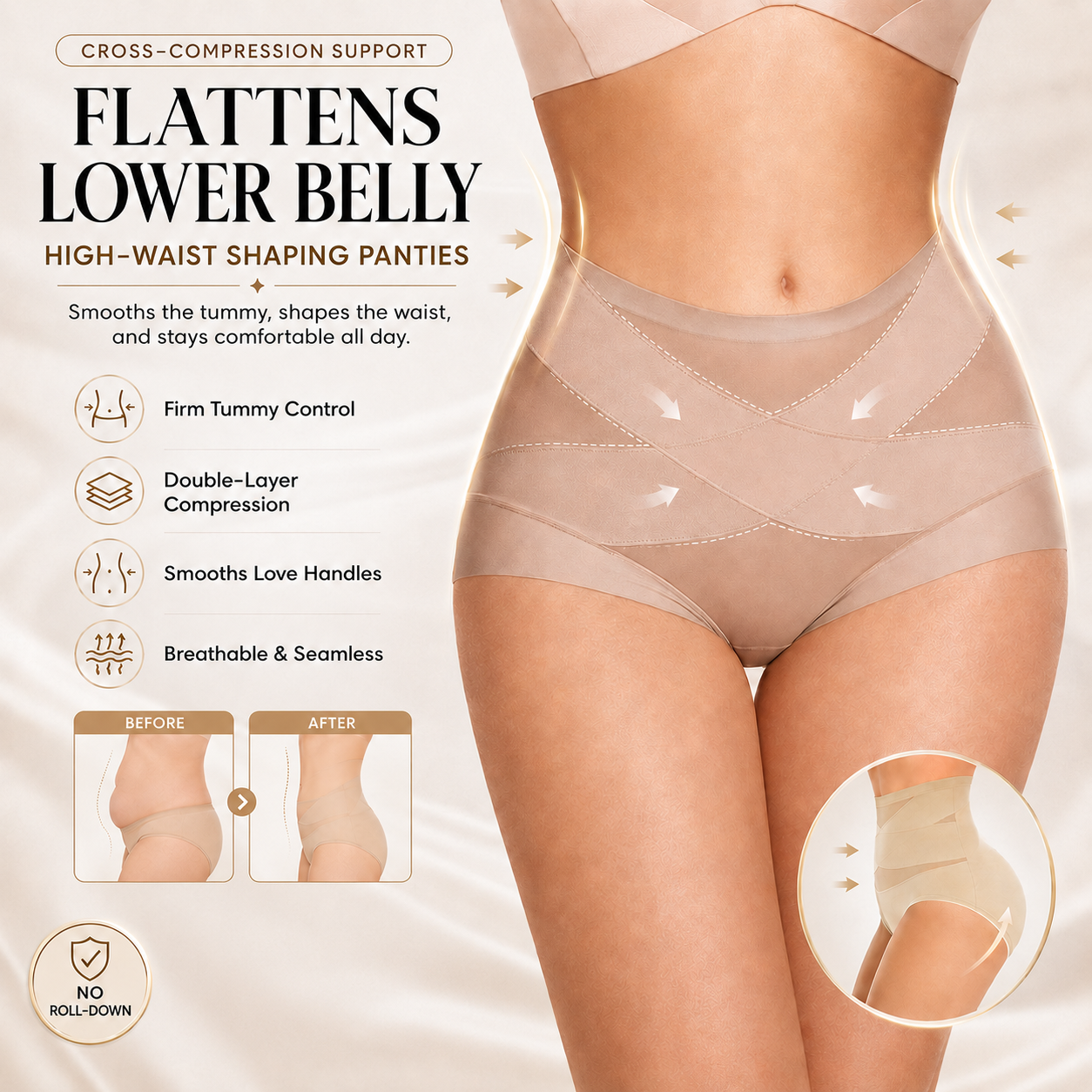 🔥LAST DAY 50% OFF!!High-Waist Cross Design Compression Shaping Panties